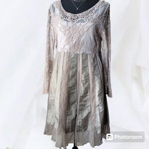 Gray Lace Empire Waist Dress